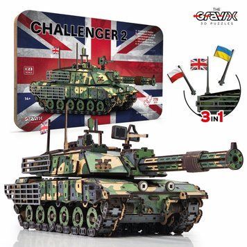 Деревянный 3D конструктор "Танк CHALLENGER 2" The Gravix механическая 3D модель CHALLENGER  фото