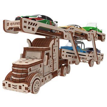 Конструктор деревянный Автовоз на 5 автомобилей Mr. Playwood механическая 3D модель 134 деталей 000033384 фото