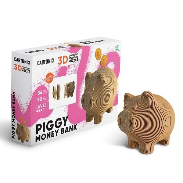 Картонний 3д пазл "Свинка-скарбничка" Cartonic об'ємний конструктор CARTPIGGY фото